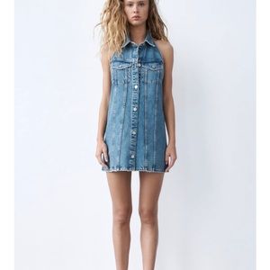 ZARA Denim Halter Neck Dress